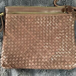 Margot Tan Woven Crossbody Bag